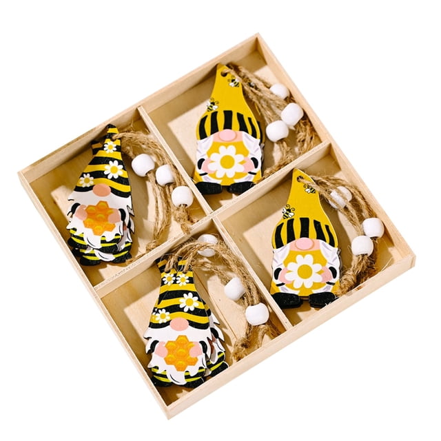 Oferta por tiempo limitado!Decoraciones del festival de las abejas, colgante de caja de madera pintada de 3 rejillas, ambiente hogareño, accesorios y suministros