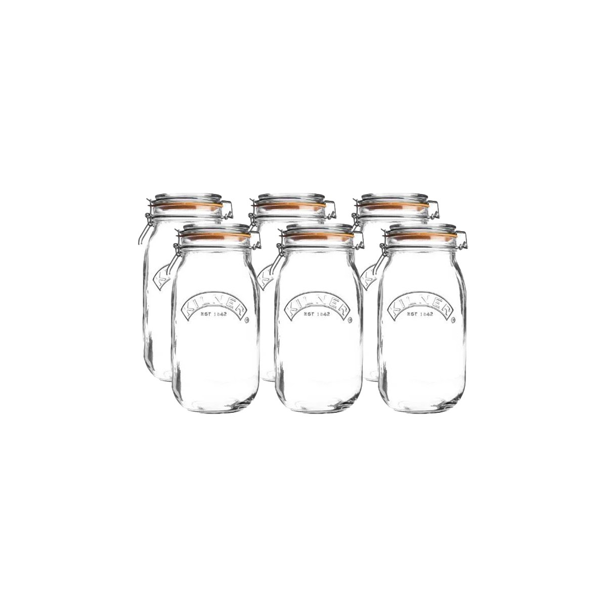 Kilner 2L Round Swing Top Glass Jars 6pack