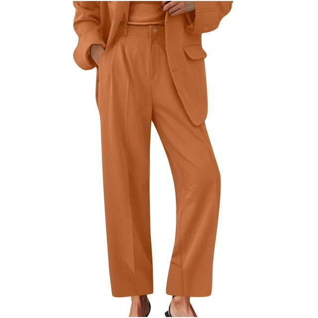 Chbgutlmr Womens Dress Pants Pleated Elastic Waisted Loose Formal Straight Leg Business Work Trousers