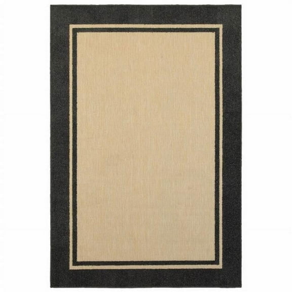 9 x 12 ft. Sand & Black Border Indoor & Outdoor Area Rug