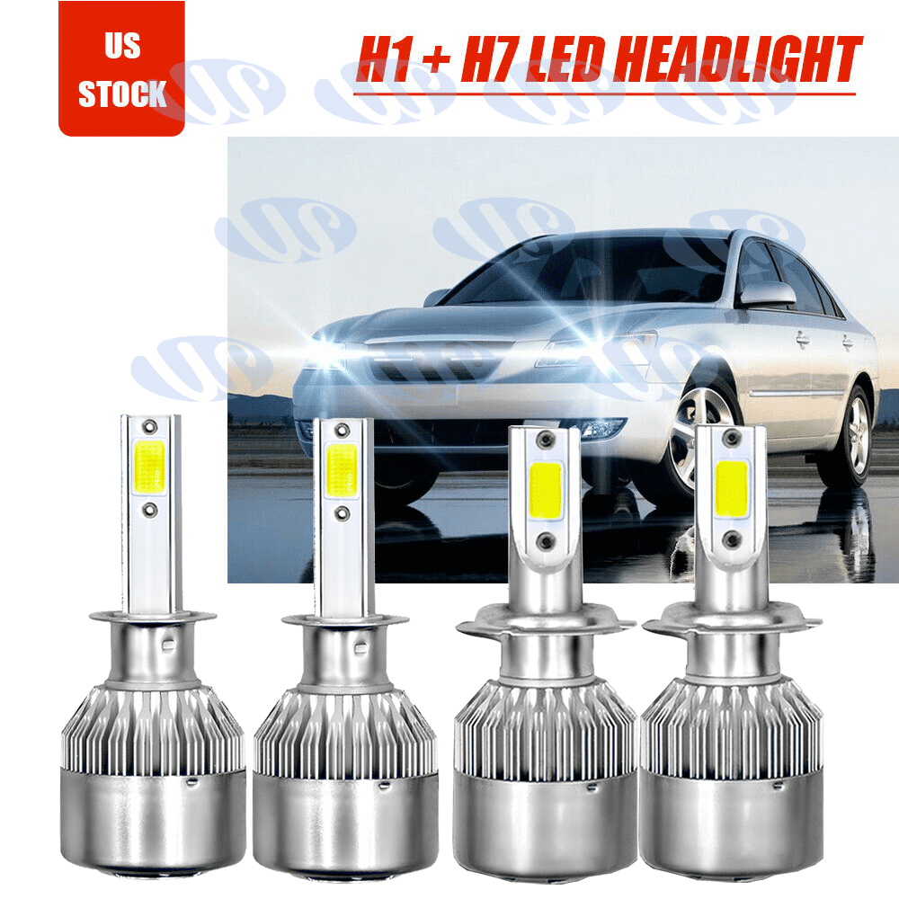 4x For Hyundai Sonata 2000-2008 H7 & H1 LED Headlight Combo 6000K White Bulbs