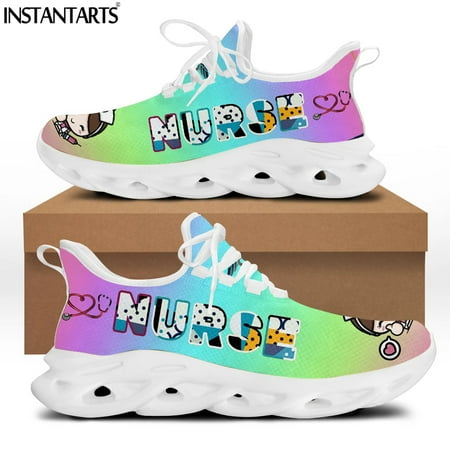 

Ladies Casual Nurse Mesh Swing Sneakers Lightweight Lace up Platform Shoes for Women Nursing Running Footwear 2024