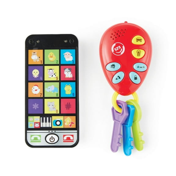 Kidoozie Phone & Keys Combo Set - Interactive Toy Bundle for Ages 1  - Key Ring & Cell Phone with Music, Animal Sounds, & More!