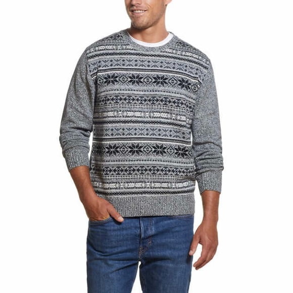 Weatherproof Vintage Men's Snowflake Crewneck Sweater, Tricolor Medium ...