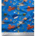 thumbnail image 1 of Soimoi Cotton Jersey Fabric Coral,Whale & Jellyfish Ocean Print Fabric by Yard 58 Inch Wide, 1 of 1