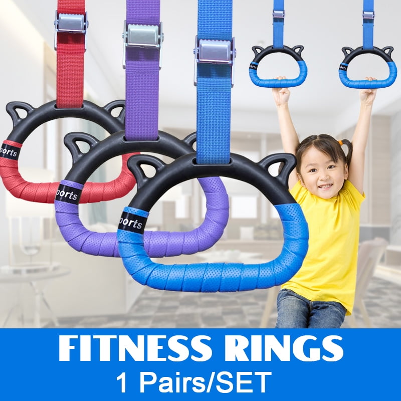 1 Pair Adult Kids Gymnastics Sports Rings Workout Pull Up Strength Training 