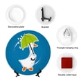 thumbnail image 4 of Wukai Goose Holding an Umbrella Print Decorative Plate for Display,Bone China Decorative Plate, Ceramic Dinner Plate with Stand, Vertical Ceramic Plate-6in, 4 of 6
