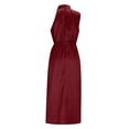 thumbnail image 6 of Dresses for Woman Ladies' Solid Color High-end Satin Sleeveless Elegant Temperament Light Evening Dress Wine S, 6 of 9