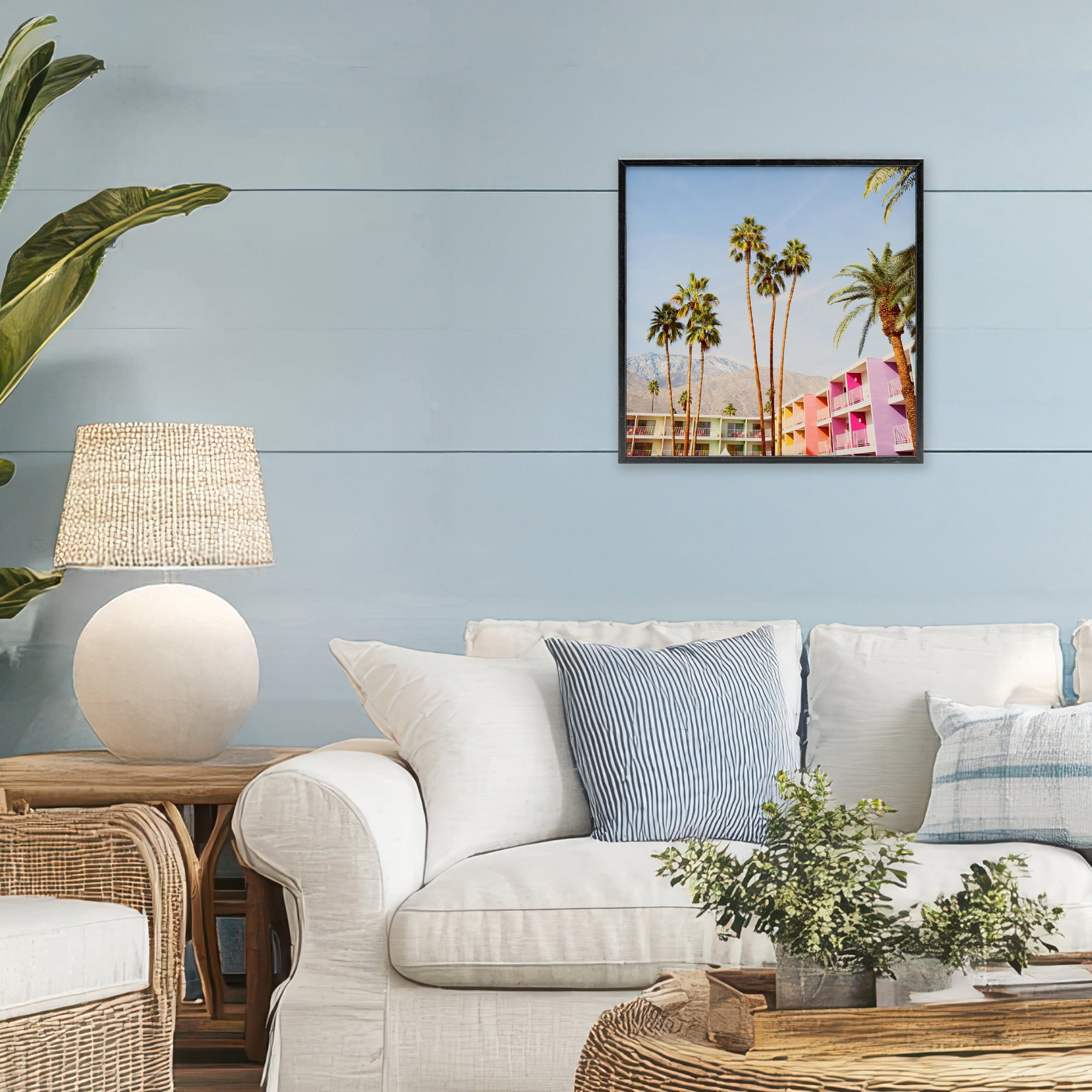 Looming Palms over Resort Black Framed Giclee Art, design by LISH Creative