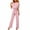 Pink, variant on solacol Jumpsuits for Women Clubwear Short Sleeve Jumpsuit for Women Women Short Sleeve Playsuit Clubwear Straight Leg Jumpsuit with Belt