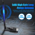 thumbnail image 2 of LEEYNEER USB WiFi Adapter   1200Mbps Dual Band Wireless Network Adapter with High Gain 5dBi Antenna Compatible with Windows Mac Linux, 2 of 7