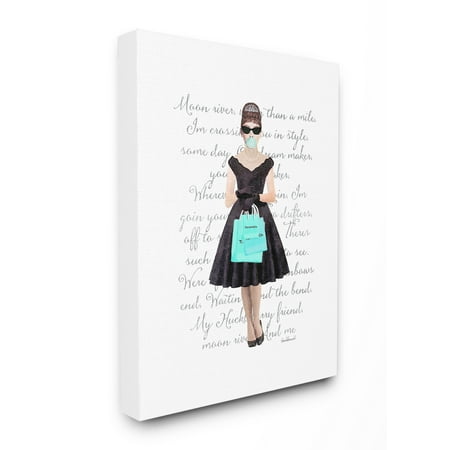 Bubbles Wall Art - The Stupell Home Decor Collection Glam Shopping Hepburn Woman Blue Bubble Gum Fashion Stretched Canvas Wall Art, 16 x 1.5 x 20