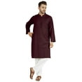 thumbnail image 5 of Atasi Indian Mens 2 Piece Kurta Pajama Set Henley NeckÂ&nbsp;Casual Long Kurta, 5 of 7
