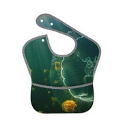 Bingfone Mess-Proof Baby Bib - Waterproof Bib For Baby Boy Or Girl With Food Catcher Pocket, Unisex-Jelly Fish