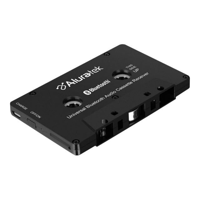 Aluratek Récepteur de Cassette Audio Bluetooth Universel avec Batterie Intégrée pour Voiture, Boombox, Stéréo, VR (ABCT01F), Noir