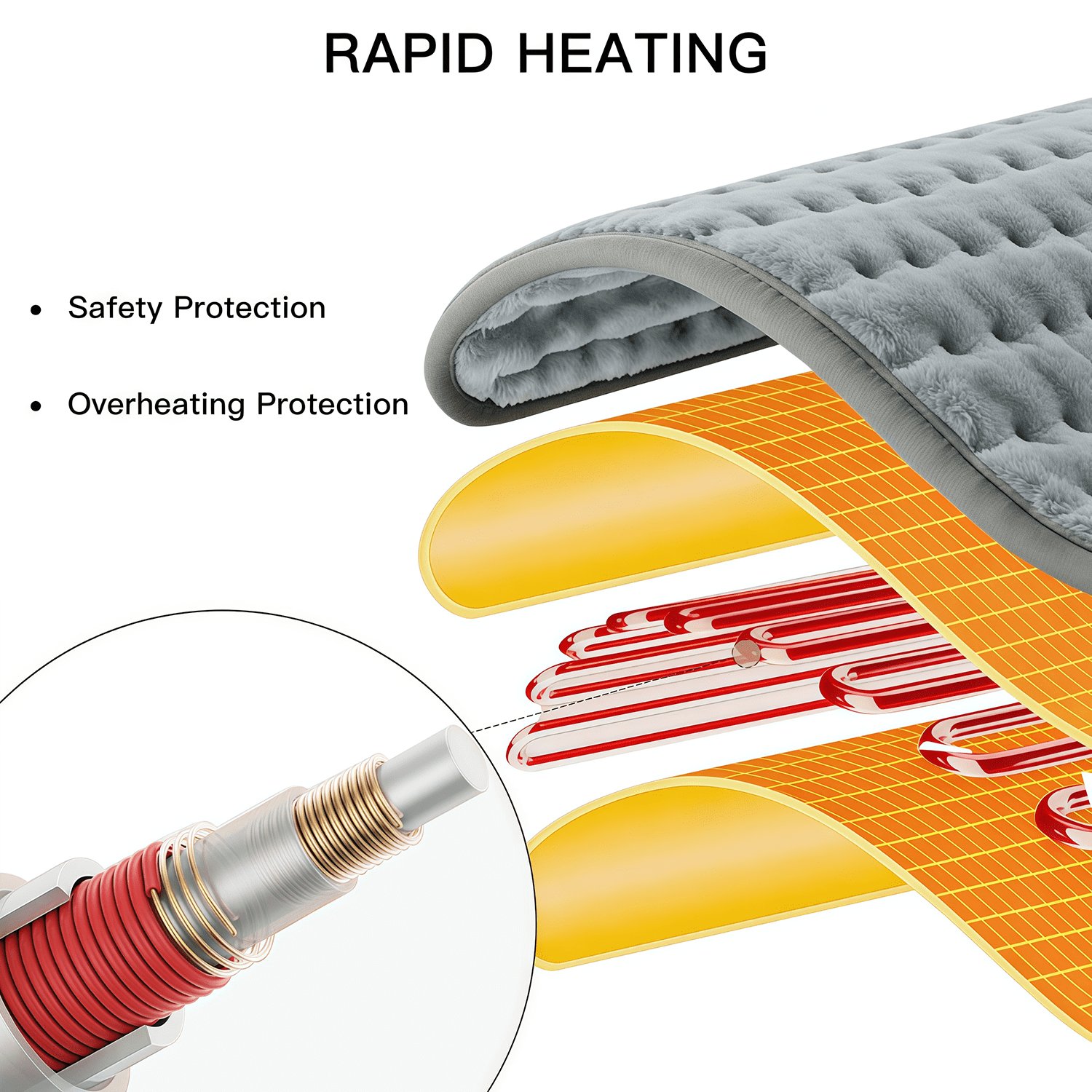 Gowinsee Heating Pad, for Back, Shoulders, Neck & Period Cramps, 9 Heat Settings, Rapid Heating, Intelligent timing