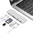 thumbnail image 2 of Cable de datos Dual Type-C Hub 2 puertos USB 3.0 Adaptador de lector de tarjetas TF para MacBook (Plata) Tmvgtek Nuevos Originales, 2 of 5