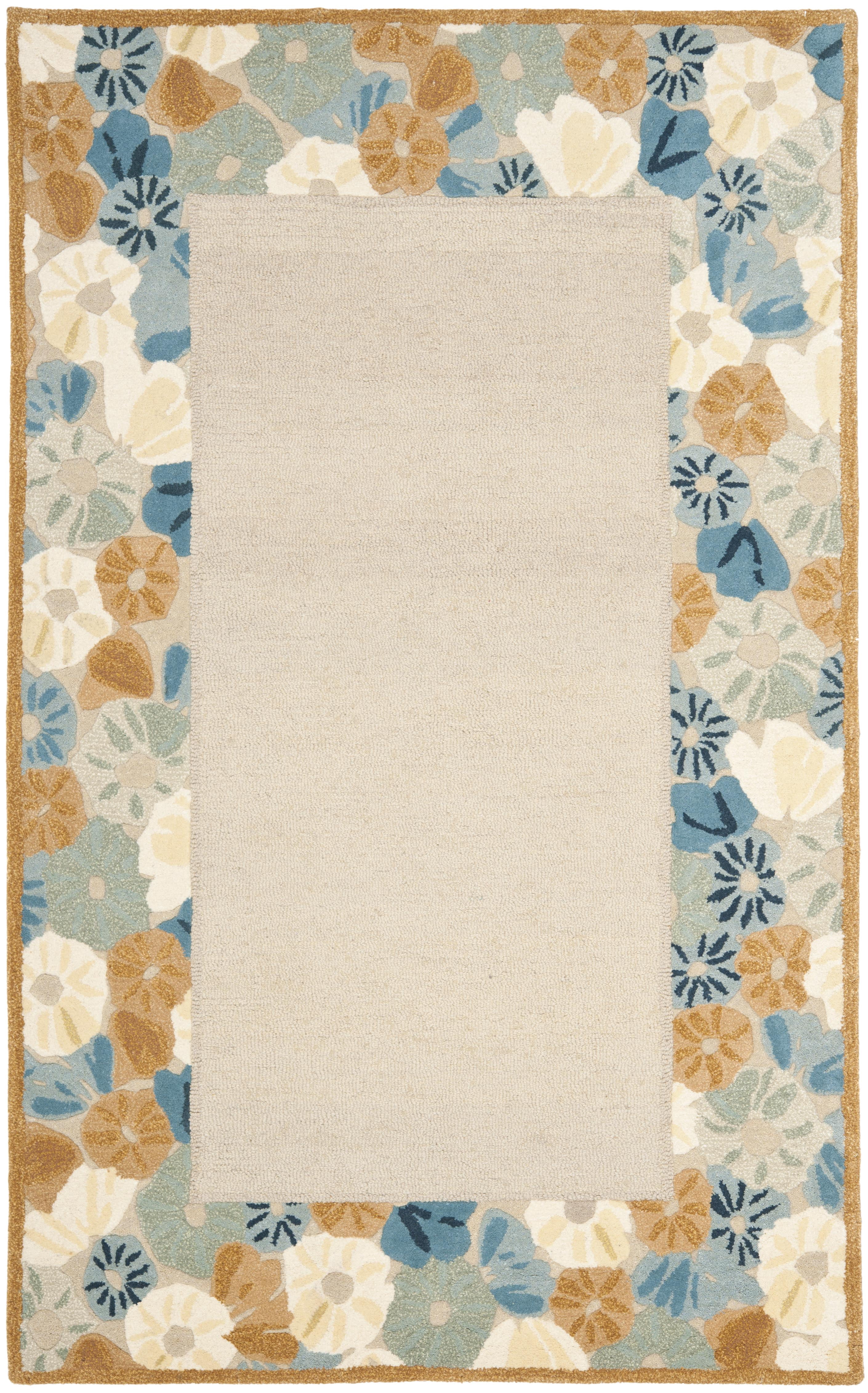 SAFAVIEH Martha Stewart Poppy Floral Border Area Rug, Cornucopia Beige, 4' x 6'