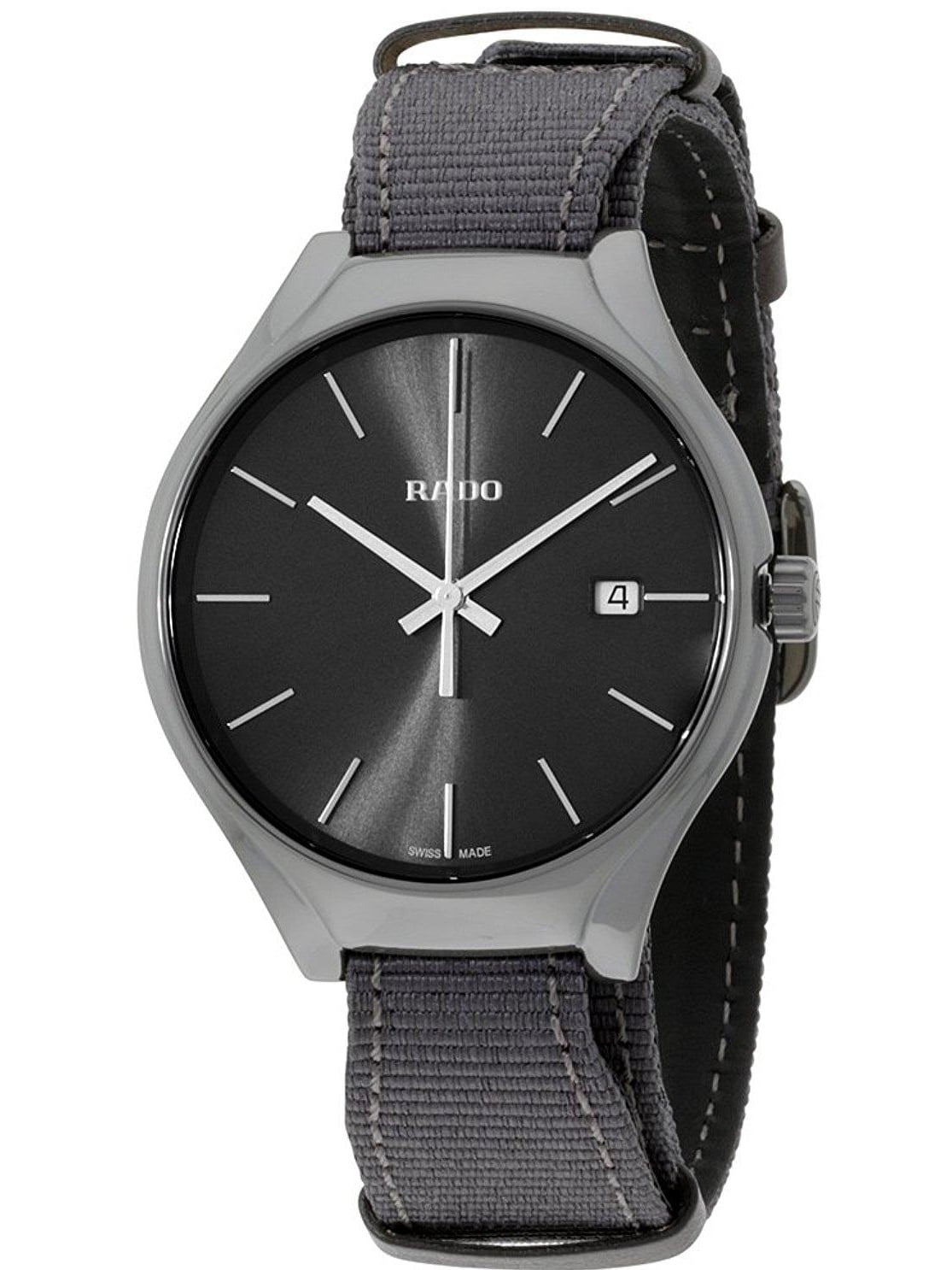 Rado - Rado Men's 40mm Grey Nylon Band Ceramic Case Swiss Quartz Black