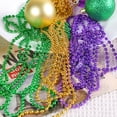 thumbnail image 3 of 30 cuentas de Mardi Gras, paquete de collares multicolores de 31,5", collar de disfraz de fiesta, colores metálicos en oro, verde, morado, 3 of 5