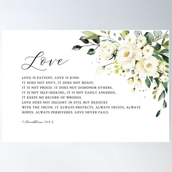 Love 1 Corinthians 13 Poster Wall Art, Modern Wall Decor For Living Room Bedroom, 8x12 UNFRAMED