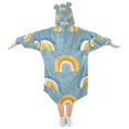 thumbnail image 2 of FORMRS Wearable Blanket Hoodie with Sleeves for Kids Cozy Flannel Sweatshirt, Light Blue Rainbow, 2 of 7
