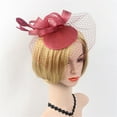 thumbnail image 4 of Uooqdmx Fascinators Hats for Women, Fascinators Hats for Women Tea Party, Feather Headpiece, Flower Feather Mesh Tea Hairband, Fancy Hats for Women Tea Party, Wine One Size, 4 of 6