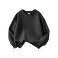 thumbnail image 2 of Huowey Big Boys Girls Crewneck Sweatshirt Relaxed Fit Loose Casual Pullovers Long Sleeve Solid Color Tops Basic Thick Warm Cozy Breathable Daily Wear,Dark Gray,6-7 Years, 2 of 3