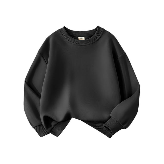 Chandail à Col Rond de Base pour Tout-Petits Enfants Bébés Garçons Filles, Chandail Molletonné à Enfiler, Chandail à Capuchon Uni pour Enfants, Manteau Hauts Gris Foncé 110/3 A-4 A