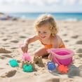 thumbnail image 6 of Beach Toys For Toddlers 12 Piece Beach Toy Set With 4 Shovels 1 Collapsible Bucket 6 Molds And 1 Watering Can Cute Pony Design Sand Castle Building Kit Portable Sand Toys For Outdoor Play, 6 of 6