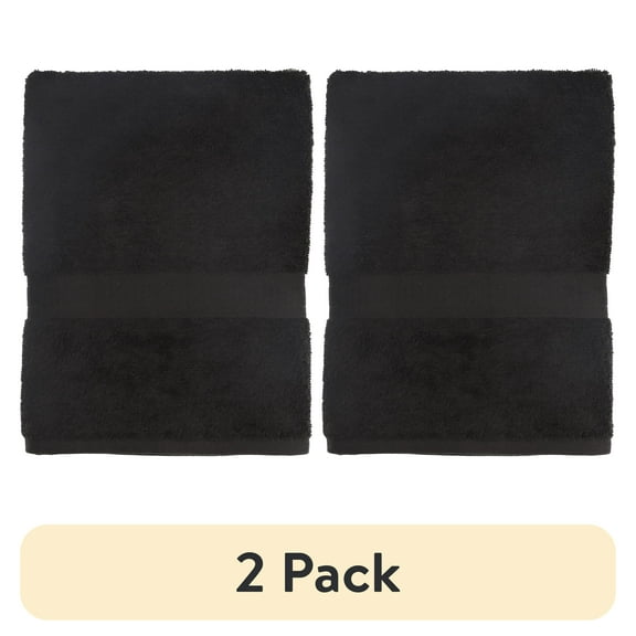 (2 pack) Mainstays Basic Bath Sheet,Soft 100% Cotton and Highly Absorbent Bath Sheet, Black