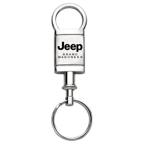 Jeep Grand Wagoneer Satin Chrome Valet Key Chain (Silver)