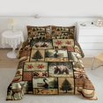 thumbnail image 2 of Homewish Bear Deer Duck Full Size Comforter Sets, Rustic Hunting Wildlife Bedding Comforter Set, Brown Vintage Patchwork Reversible Bedding Sets, Super Cozy Room Decor, 3pcs, 2 of 8