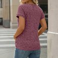 thumbnail image 4 of Women Ribbed Knit Tops Trendy Crew Neck Raglan Button Short Sleeve Tops Comfortable Soft Solid Color Tees Classic Slim Fit Dressy Summer Shirts Purple XXL, 4 of 4