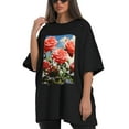 thumbnail image 4 of Plus Size Shirt for Women Black Tops for Women Short Sleeves Shirt for Women Rose And Sky1 T Shirt Crewneck Shirt for Women XL, 4 of 5