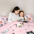 thumbnail image 4 of Manfei Kawaii Teacup Cat Twin Comforter Sets, Triangle Abstract Bedding Set, Pink, Pink Reversible, 2-Piece, 1 Comforter and 1 Pillowcase, 4 of 7