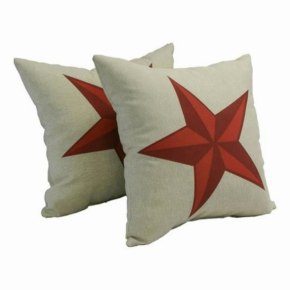Blazing Needles CO-JO18-08-S2 Spun Polyester Outdoor Throw Pillows, Lone Star - Set of 2