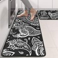 thumbnail image 2 of Kitchen Rugs Sets Of 2,Black Paisley Pattern Anti Fatigue Kitchen Mat Rugs Non Slip Washable,Decorative Kitchen Floor Mats for Kitchen,Sink,Laundry,17"x47"+17"x47", 2 of 5