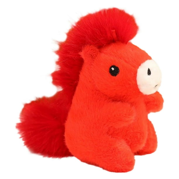 Figura de peluche de caballo chino, mascota, escultura de recuerdo Rojo