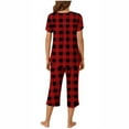 thumbnail image 6 of VBTAPA Womens Capri Pajama Sets 2 Piece Short Sleeve Sleepwear Plaid Lounge Pjs Set with Pockets Red XL, 6 of 7