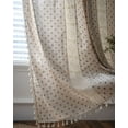 thumbnail image 2 of Crochet Lace Window Curtain Panel with Tassels Semi Sheer Hollow Curtains for Bedroom Living Room, 1 Pane Rod Pocketl, 2 of 5