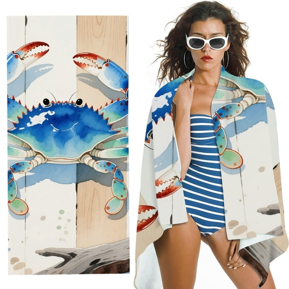 RKSupls Quick Dry Sand-Free Large Pool Beach Towel for Travel Camping
- Watercolor Marine Life Sea Wild Crab Print, Ultra-Soft Microfiber for Bathroom, beach, Soft Super Absorbent- 30x60 in