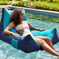 thumbnail image 5 of Big Joe Captain's Float No Inflation Needed Pool Lounger with Drink Holder, Navy/Aqua Mesh, Quick Draining Fabric, 3 feet, 5 of 7