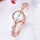 thumbnail image 2 of Reloj de pulsera de cuarzo informal con correa de aleación de moda y esfera redonda para mujer (oro rosa blanco), 2 of 6