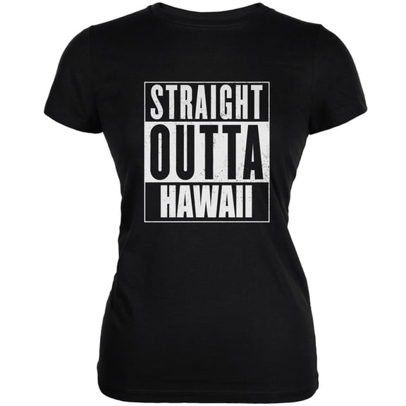 Straight Outta Hawaii Black Juniors Soft T-Shirt - Medium