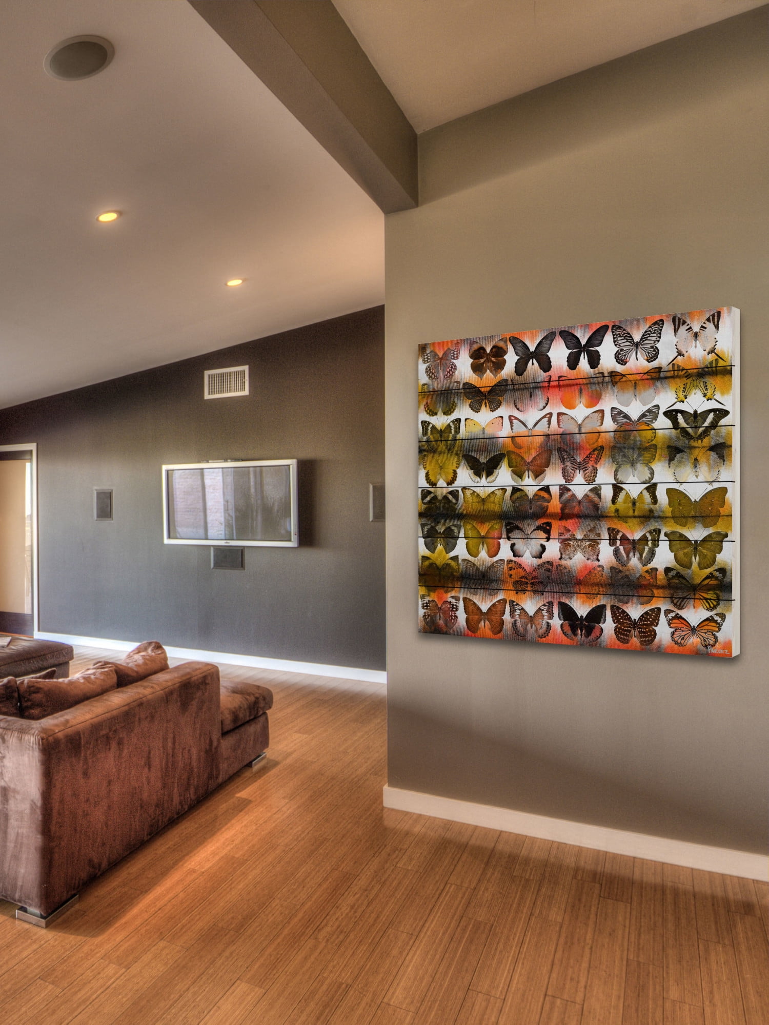 Parvez Taj Moths in Rows Art Print on White Pine Wood