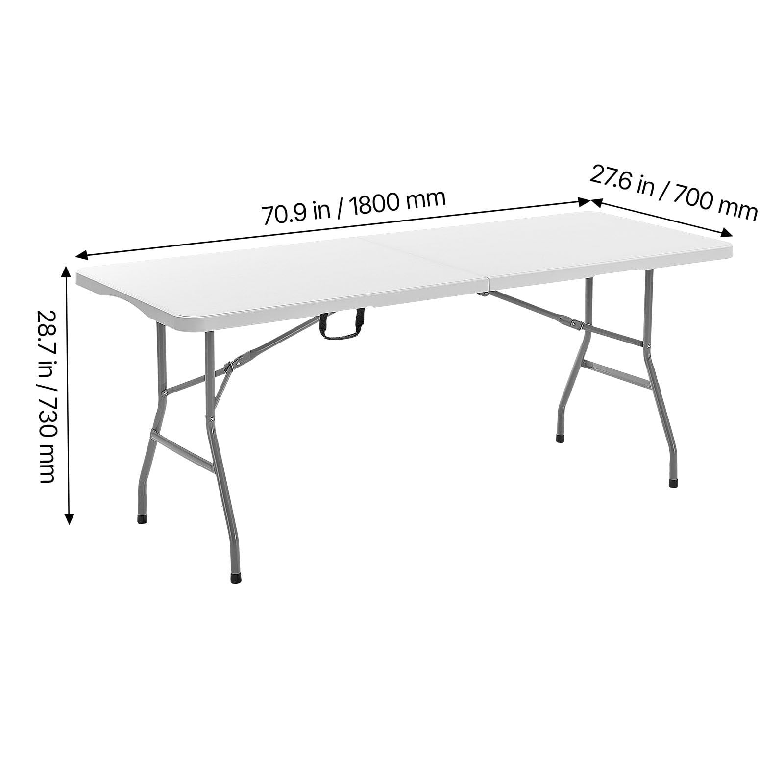 6 FT Fold-in-Half Utility Folding Table, 3.8cm Thick HDPE Portable Rectangle Table Supports 330 LBS, Built-in Handle Locking Legs for Camping Picnic BBQ Wedding Indoor Outdoor