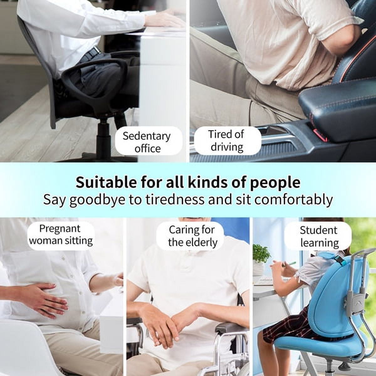 HEALTHMATE IN9114 Comfy Gel Square Cushion Gel Seat Cushion for Long  Sitting for Back, Sciatica and Tailbone Pain Relief, for Office Chair, Car