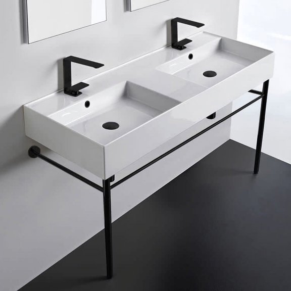 Nameeks Scarabeo 5143-CON-BLK-TwoHole Teorema 2.0 47-5/8" Rectangular Ceramic Console