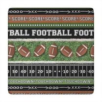 Colorful Football Field and Balls Pattern Square Fitted Tablecloth with Elastic Edge,Square Table Cover,Washable Elastic Table Cover for Home Kitchen Party Decor 34"x34"